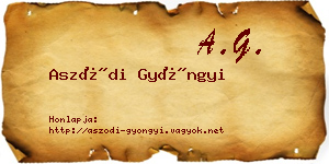 Aszódi Gyöngyi névjegykártya